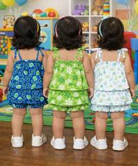 Boy & Girl Baby Printed Top Knot Dress | Top and Shorts Set | 100% Pure Cotton (Pack of 3 Sets Combo)