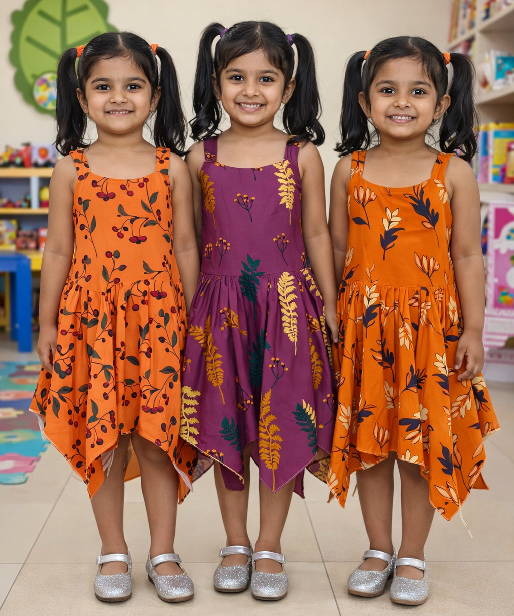 Fish Frock Floral Printed | Casual wear for Girl Kids Age 2 To 7 Years (Pack of 3)