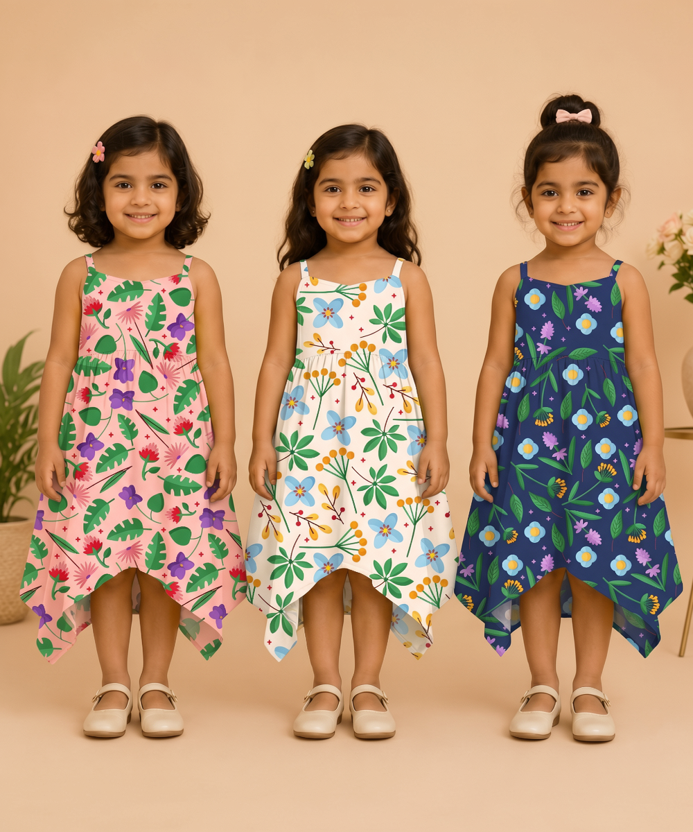 Fish Frock Floral Printed | Casual wear for Girl Kids Age 1 To 6 Years (Pack of 3)