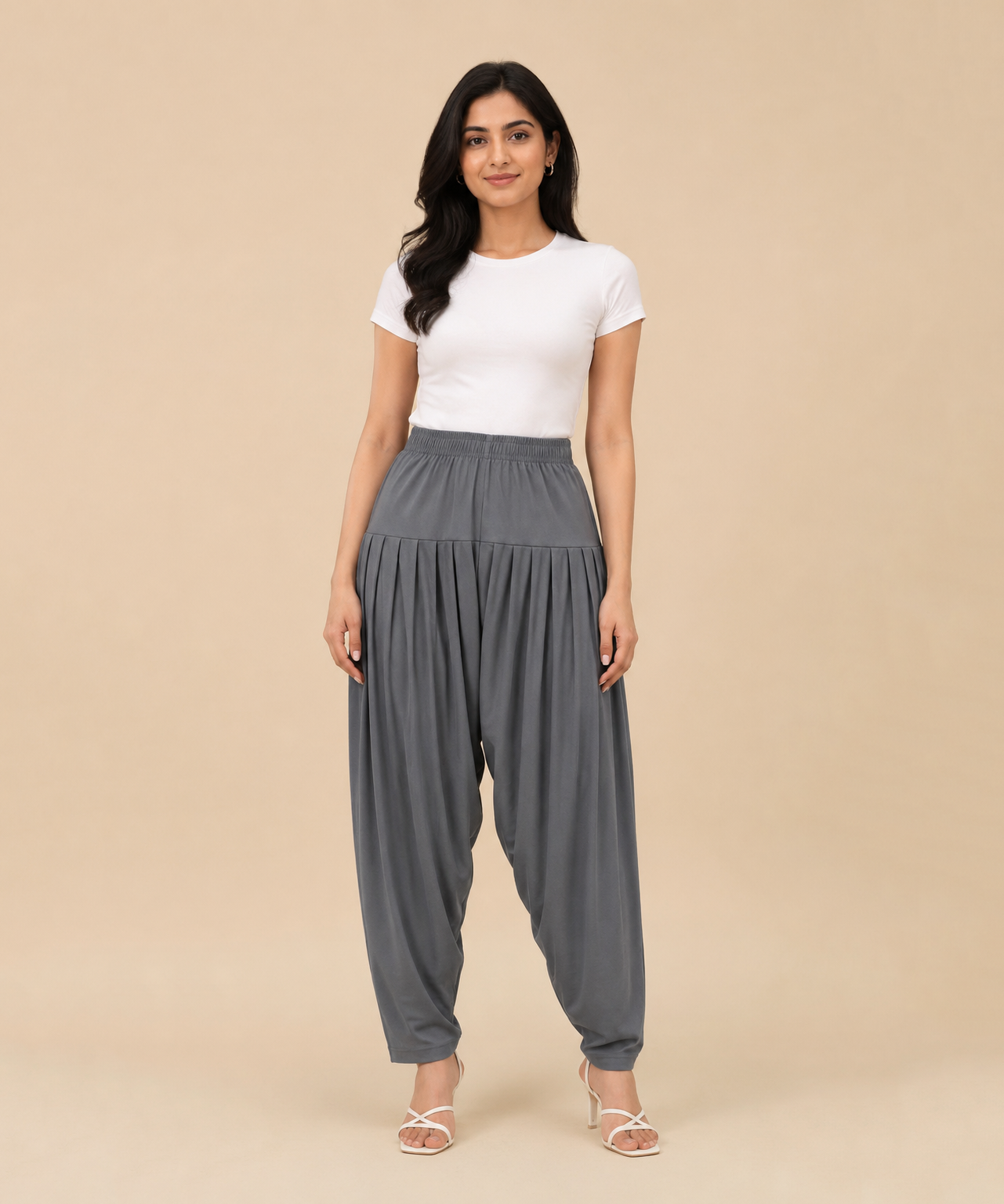 Women's Solid Grey Color Patiala Pant | Size L, XL, 2XL, 3XL | Comfortable Ethnic Salwar Bottom for Daily Wear