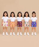 Girls Printed Cotton Shorts | Soft Elastic Waist Casual Shorts | Age 4 to 12 Years (Pack of 5 Pieces)