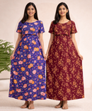 Maternity Feeding Maxi Dress | Nursing Friendly Nighty Style (Pack of 2 Pieces)