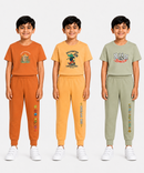 Boys Graphic Printed T-Shirt & Typography Track Pant Co-Ord Set | Age 2-5 Years | Pack Of 3 Set