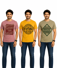 Men's Half Sleeve Printed Round Neck T-Shirt Combo (Pack of 3)