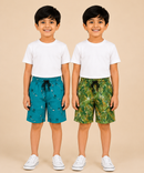 Kids Boys Checkered & Printed Cotton Shorts | Age - 5 to 10 Years | Soft Elastic Waist Casual Shorts | Combo Pack of 2 Pieces
