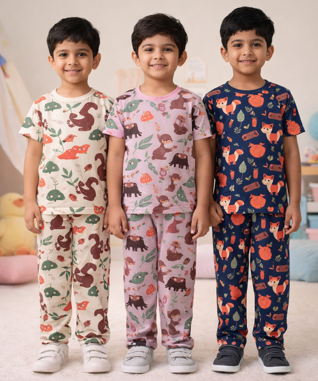 Boys Cotton Cartoon Printed Kids Co-ord Set Combo | Age 0 to 5 Years | T-shirt & Track pant (Combo Set Pack of 3)