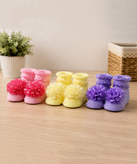 Soft Cotton Baby Booties | 0 to 12 Months | Pack of 3 Pairs Set