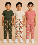 Pure Cotton Boys Printed Track Pant for Casual Night wear for Kids | Age 0 To 8 Years (Pack of 3)