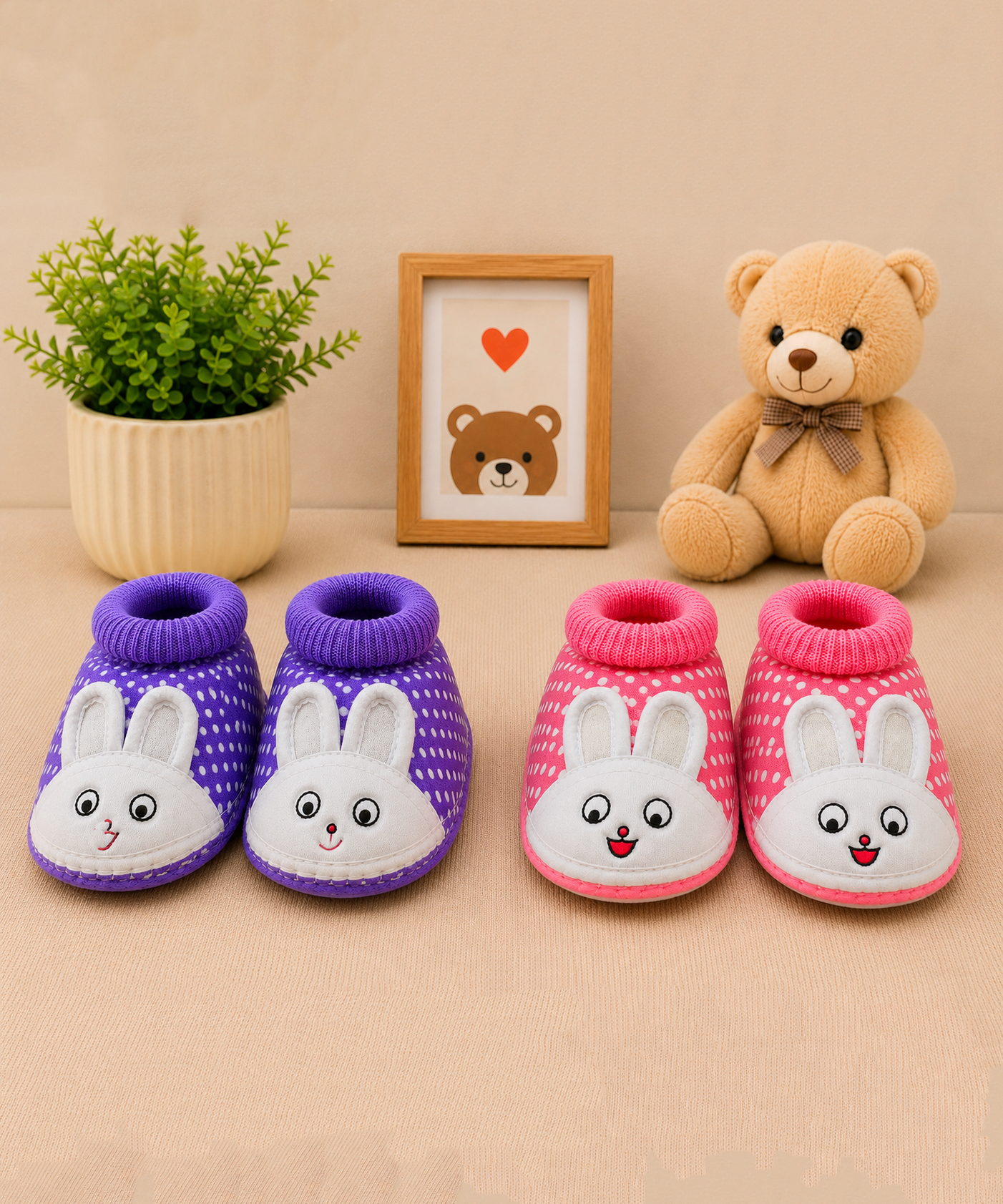 Baby Cartoon Printed Soft Sole Booties Shoes for Infants & Toddlers | Pack of 2 Pairs Set Combo