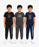 Boys Graphic Printed T-Shirt & Typography Track Pant Co-Ord Set | Age 2-5 Years | Pack Of 3 Set