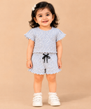 Pure Cotton Floral Printed Casual Wear Co-Ord Set for Baby Girl Kids | Age 1 to 10 Years | Half Sleeve Top & Shorts Combo Set
