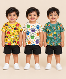 Baby Boys All Over Printed Cotton T-Shirt Multi Colour | Age 0 to 36 Months (Pack of 3 Pieces)