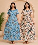 Maternity Feeding Maxi Dress | Nursing Friendly Nighty Style (Pack of 2 Pieces)