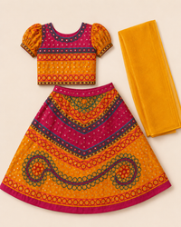 Girls Traditional Radha Style Lehenga Choli with Dupatta | Age 3 to 8 Years