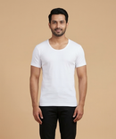 Fitto Men's Vest Classic White Low Neck Half Sleeve Cotton | 5 Pack Combo | Soft Breathable Innerwear