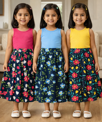 Rayon Floral Printed Skirt | Casual wear for Girl Kids Age 1 To 6 Years (Pack of 3)