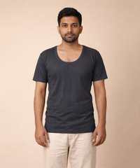Fitto Men's Vest Ticker Plain Low Neck Half Sleeve Cotton | 5 Pack Combo | Soft Breathable Innerwear