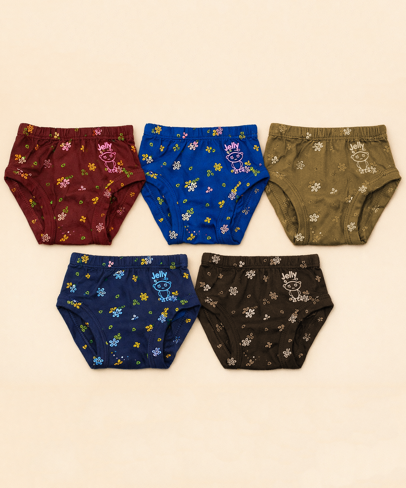 Girls Kids Jelly Print Underwear Brief 100% Pure Cotton | (Pack of 5)