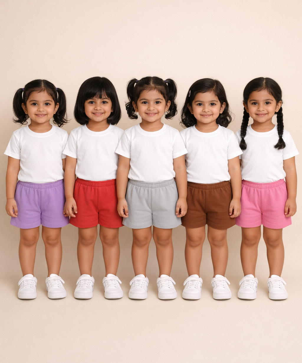 Pure Cotton Plain Shorts for Boys Kid with Elastic Age 1 to 4 Years (Pack of 10)