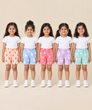Girls Printed Cotton Shorts | Soft Elastic Waist Casual Shorts | Age 4 to 12 Years (Pack of 5 Pieces)