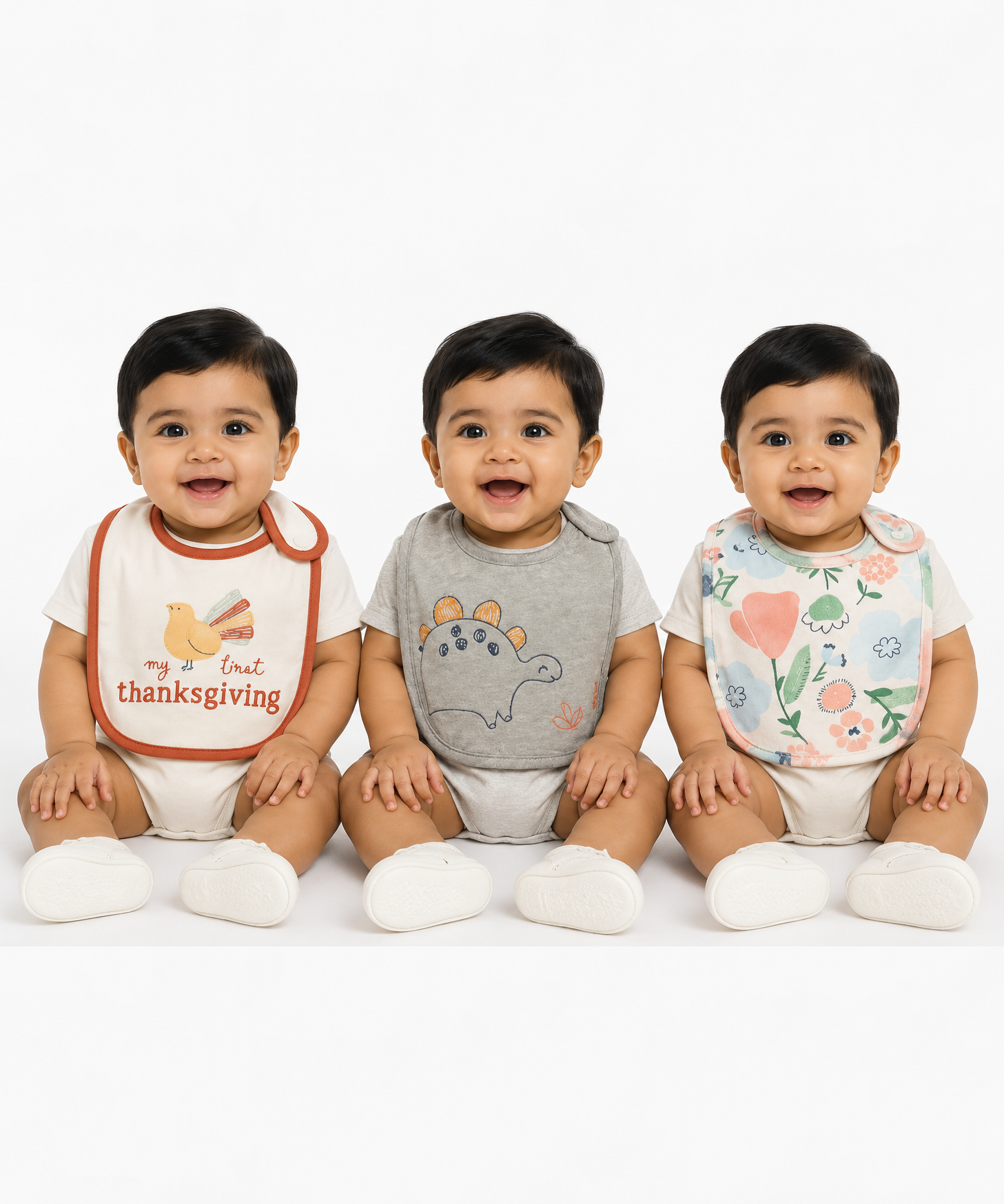 Baby Feeding Bibs 100% Pure Cotton for 3–12 Months (Pack of 3)