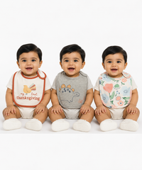 Baby Feeding Bibs 100% Pure Cotton for 3–12 Months (Pack of 3)