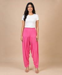 Women's Solid Pink Patiala Pant | Size L, XL, 2XL, 3XL | Comfortable Ethnic Salwar Bottom for Daily Wear