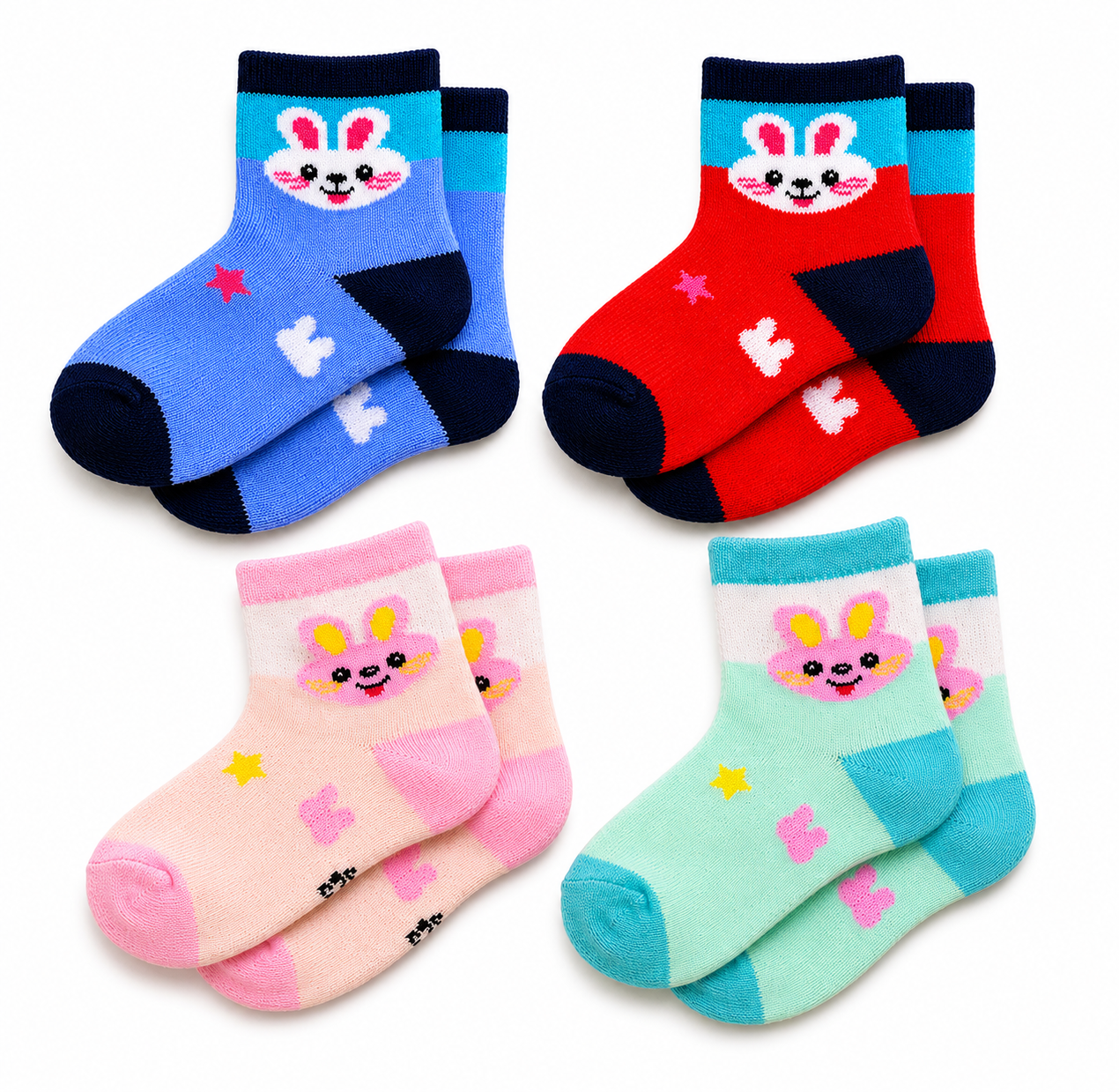 Cute Cartoon Ankle Socks for Baby Kids Casual Wear Multicolor |  Pack of 4 Combo
