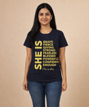 Premium Woman Half Sleeve T-Shirt / Round Neck Printed T-Shirt / Navy Colour