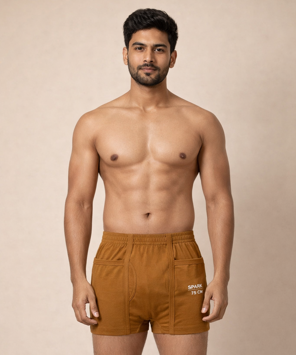 Fitto Spark Men's Fine Pocket Trunk Plain Brief 100% Pure Cotton | (Pack of 5)