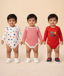Boy & Girl Baby Long Sleeve Bodysuit | 100% Pure Cotton | Age 0-12 Months (Pack of 3 Combo)