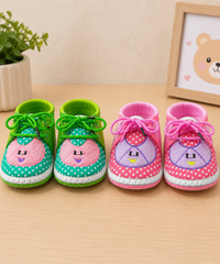 Baby Cartoon Printed Soft Sole Booties Shoes for Infants & Toddlers | Pack of 2 Pairs Set Combo