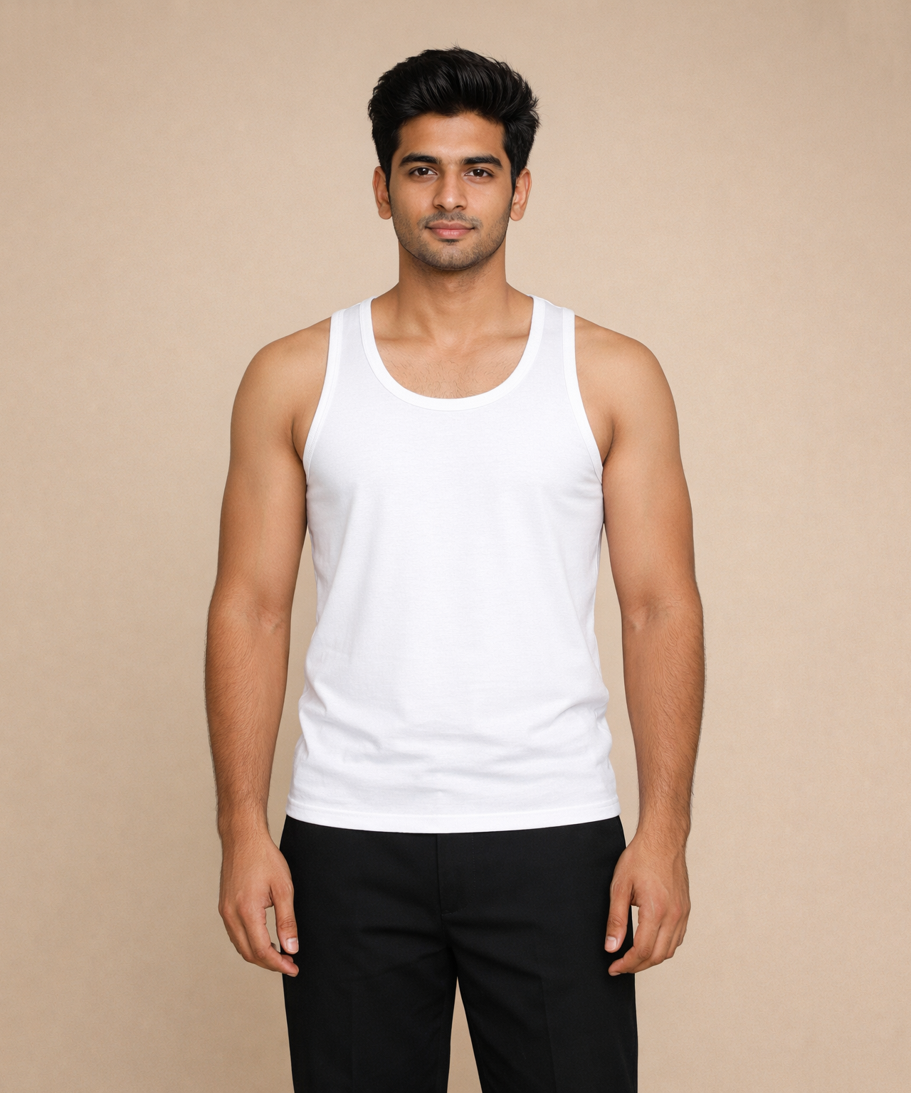 Fitto Men's Vest Classic White Cotton Vest | 5 Pack Combo | Soft Breathable Innerwear