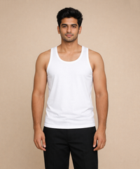 Fitto Men's Vest Classic White Cotton Vest | 5 Pack Combo | Soft Breathable Innerwear