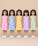 Girls 100% Cotton All Over Printed 2 To 5 Years Gown Dress/Frock Dress (Pack of 5)
