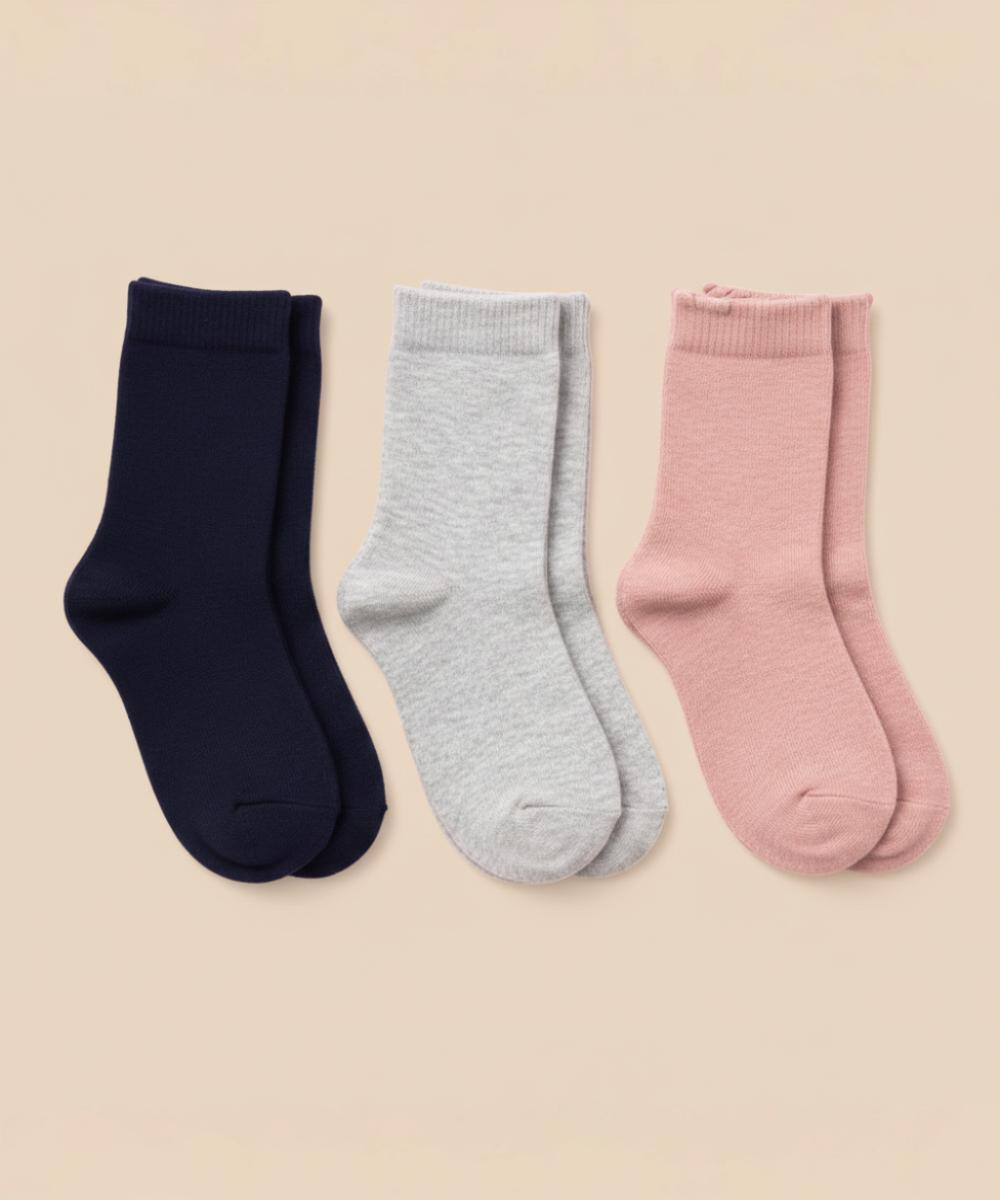 Boys & Girls Cotton Socks – Breathable Kids Casual Socks (Pack of 3 Sets)