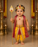 Baby Lord Murugan Fancy Dress Costume Set with  Crown & Temple Jewellery | Premium Traditional Kids Devotional, Lord, God Costume