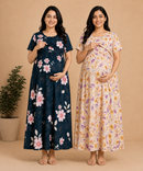 Maternity Feeding Maxi Dress | Nursing Friendly Nighty Style (Pack of 2 Pieces)