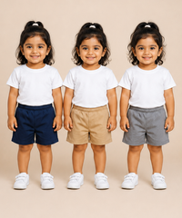 Pure Cotton Plain Shorts for Girls Kid with Elastic Age 3 Months to 4 Years (Pack of 3)