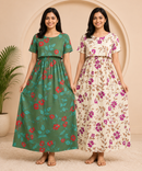 Maternity Feeding Maxi Dress | Nursing Friendly Nighty Style (Pack of 2 Pieces)