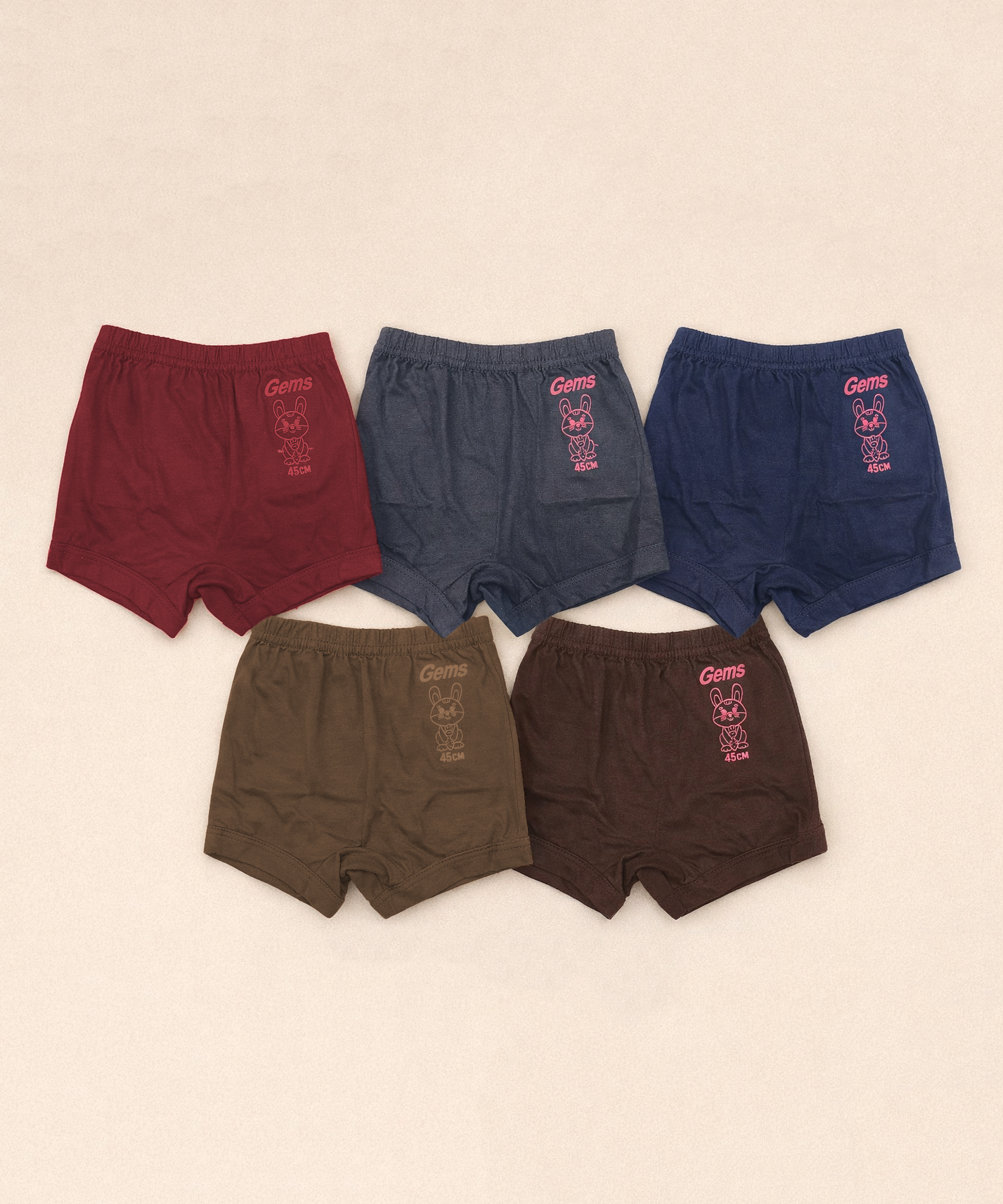 Boy Kids Gems Plain Underwear Brief 100% Pure Cotton | (Pack of 5)