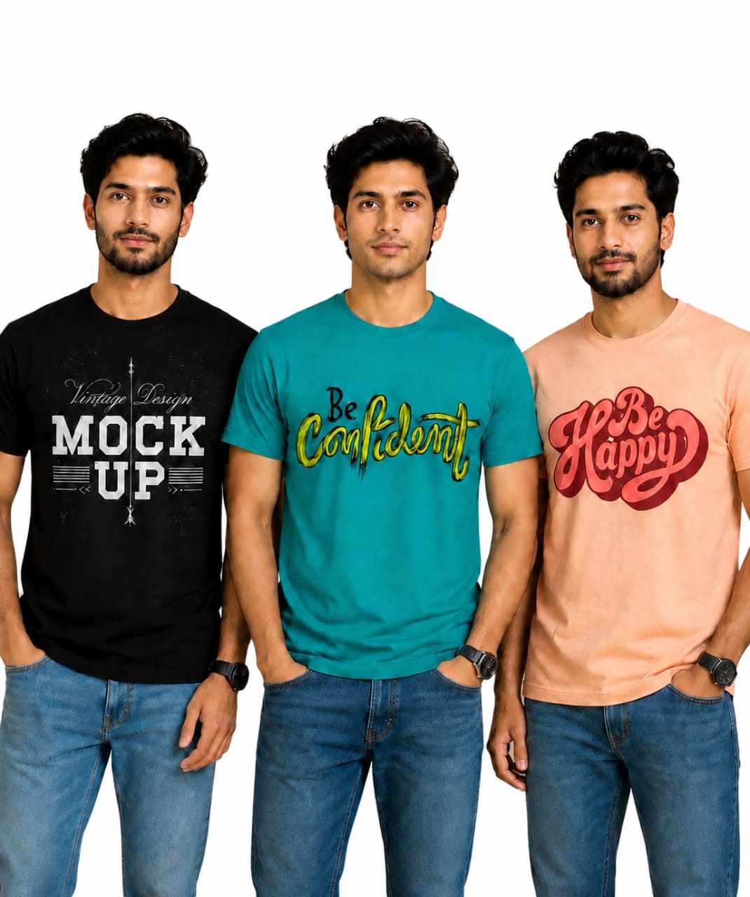 Men's Half Sleeve Printed Round Neck T-Shirt Combo (Pack of 3)