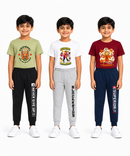 Boys Graphic Printed T-Shirt & Typography Track Pant Co-Ord Set | Age 2-5 Years | Pack Of 3 Set