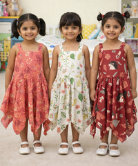 Fish Frock Floral Printed | Casual wear for Girl Kids Age 2 To 7 Years (Pack of 3)