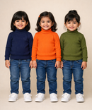 Kids Girls Full Sleeve Hi-Neck Plain Rib T-shirt | Age 0 to 5 Years | Pack of 3 Pieces