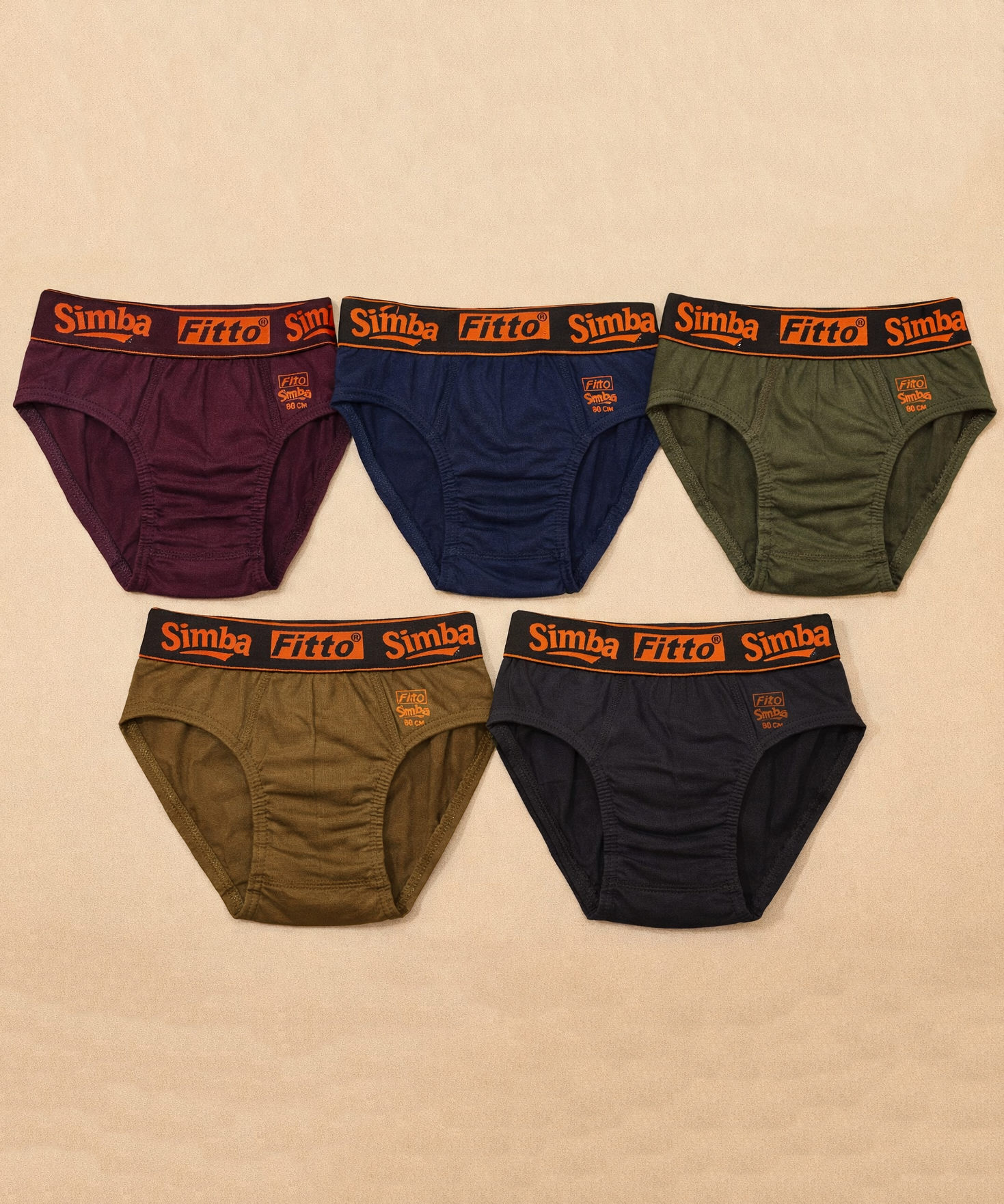 Boy Kids Simba Plain Underwear Brief 100% Pure Cotton | (Pack of 5)