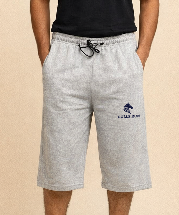 Men's Cotton Fabric 3/4 Shorts for Regular Wear | Light Grey Color | Sizes M, L, XL, 2XL | Rolls Run