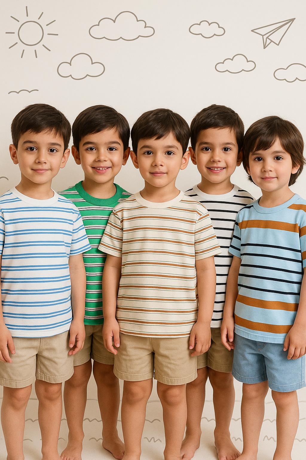 Kids 100% Cotton Plain Kids T-shirt (Pack of 5)