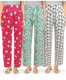 Women's 100% Printed Soft Cotton Night Wear - Pyjama (Pack of 3)