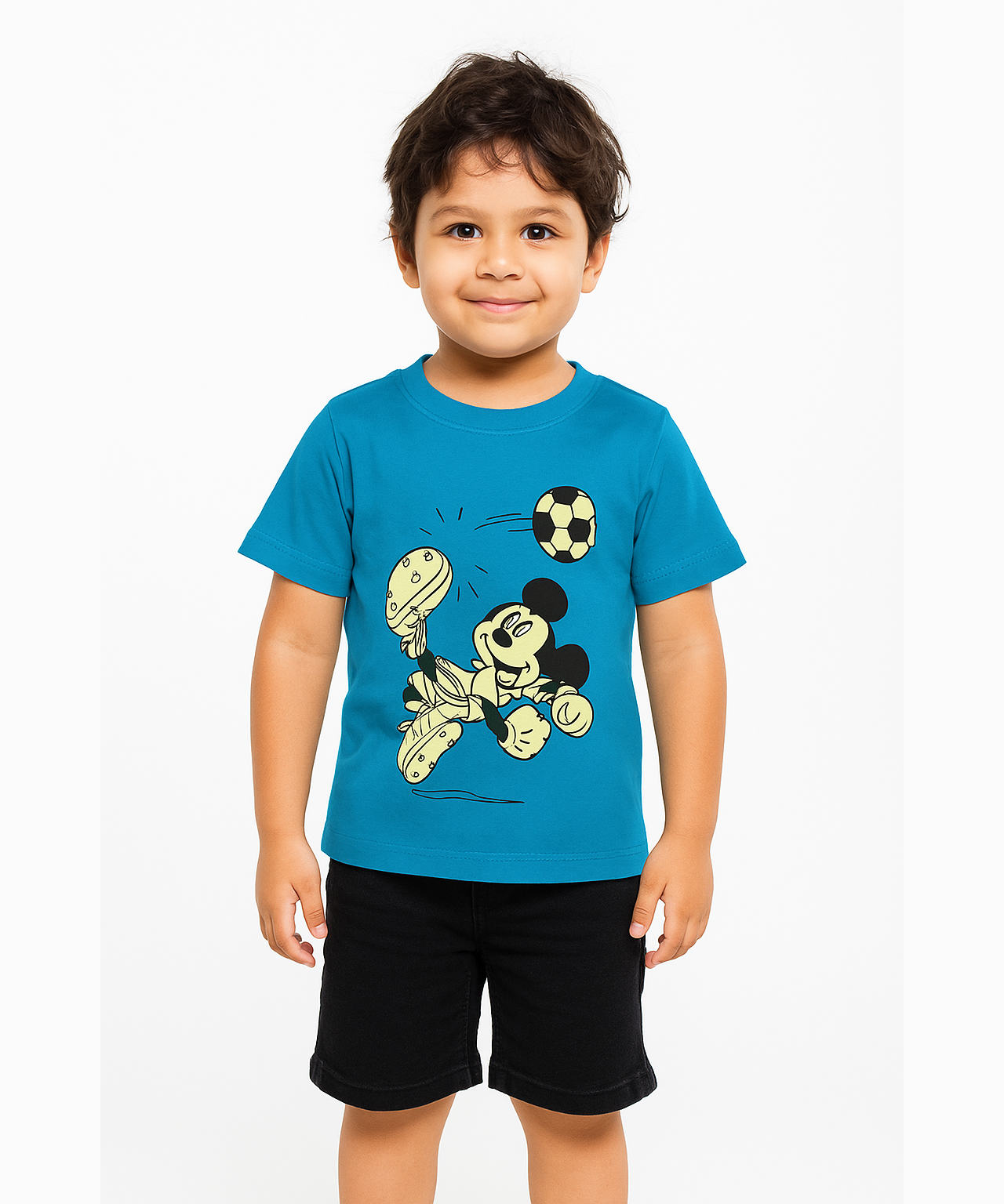 Kids Tshirt Printed 100% Cotton Single Jersey Turquoise Color Rolls Run Tshirt